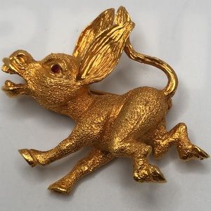 OBCO Gold Pewter 'Kicking DONKEY' Pin Brooch 1966 VTG